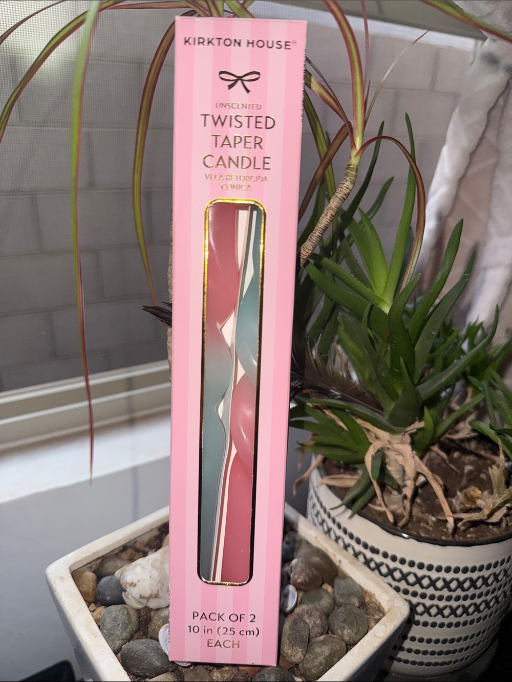 Kirkton House Pink Twisted Taper Candles - Pack of 2